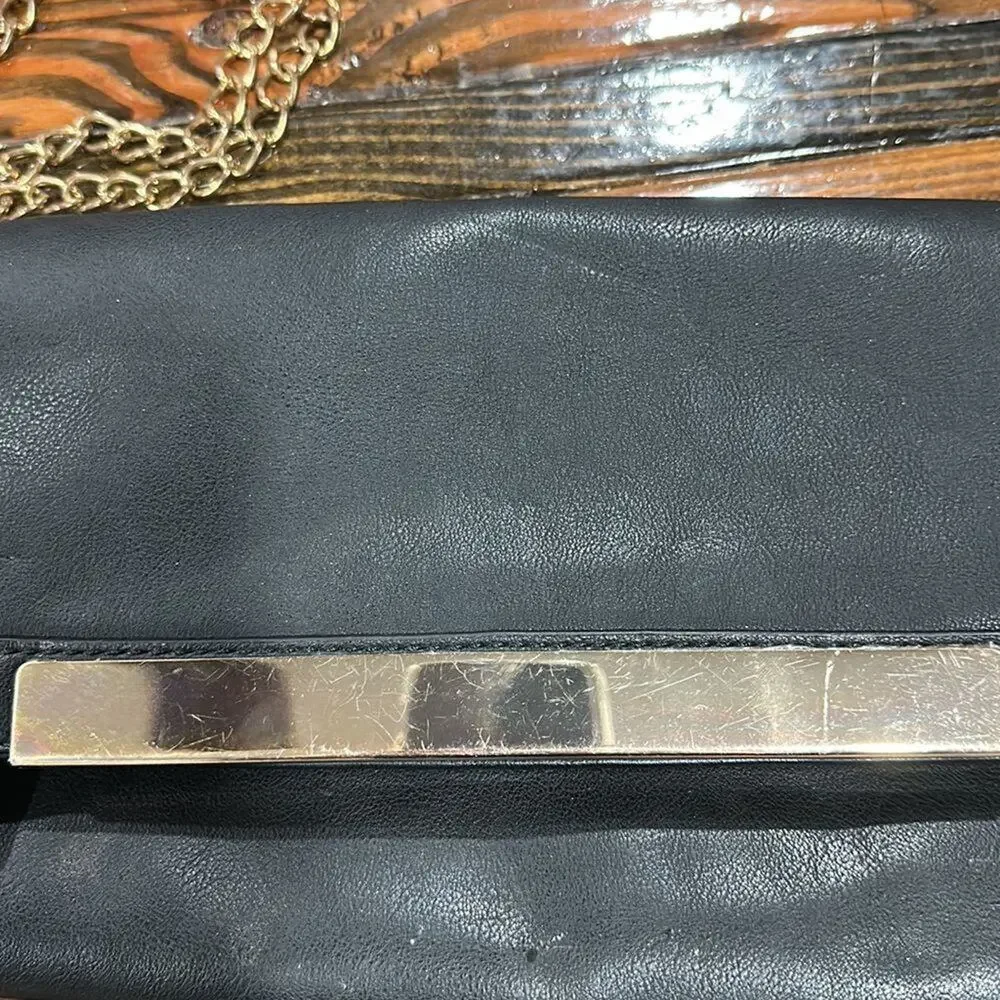 Aldo Black Fold Over Chained Clutch